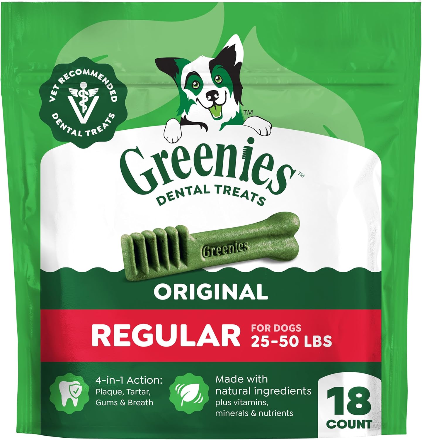 Greenies Regular Dental Dog Treats, Original Chicken Flavor, 36 Count