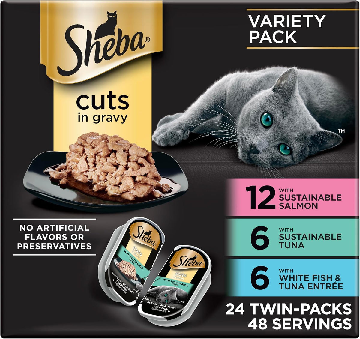 Sheba Perfect Portions Cuts Wet Cat Food, Multipack, 2.6 oz, 24 ct