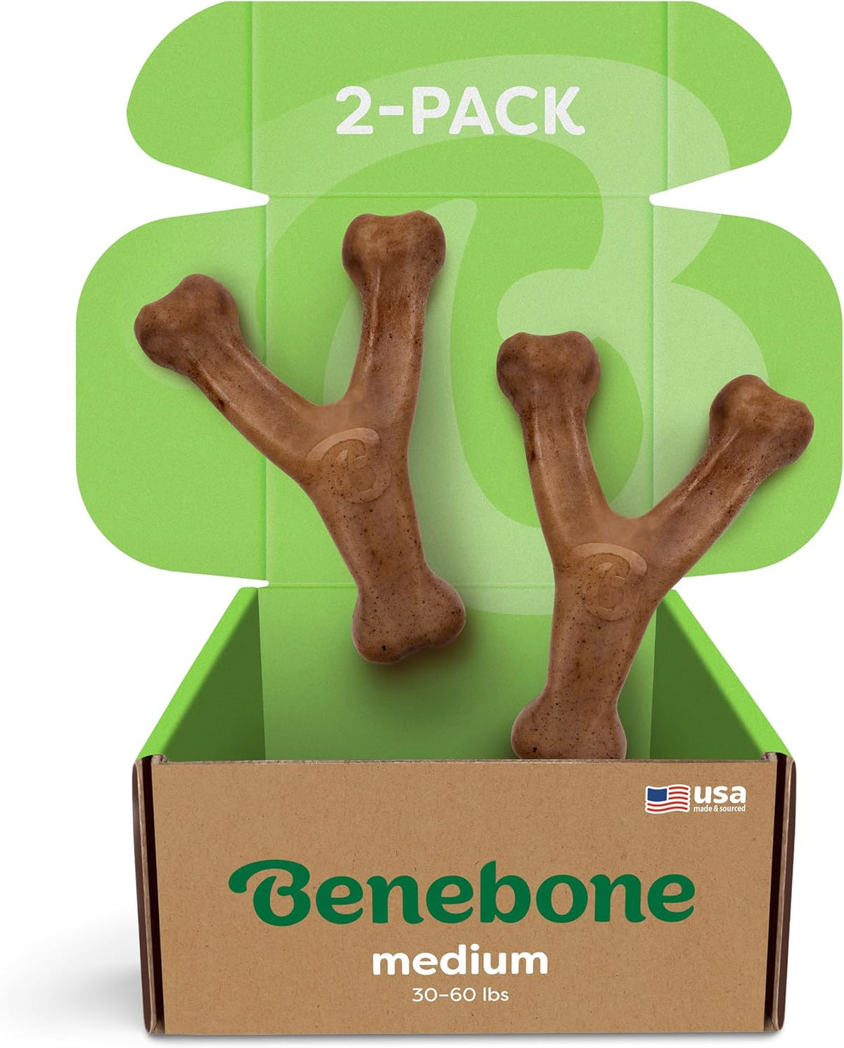 Benebone Wishbone Durable Dog Chew Toy for Aggressive Chewers, Real Bacon, Made in USA, Medium