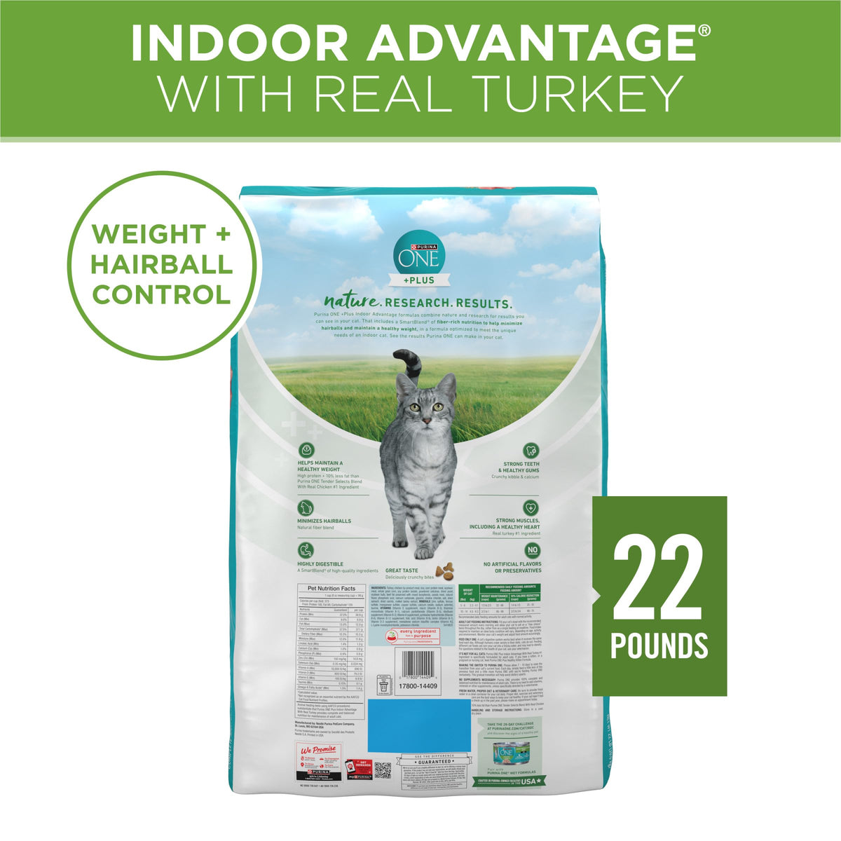 Purina ONE Indoor Advantage Weight Control Dry Cat Food, 16 lb Bag