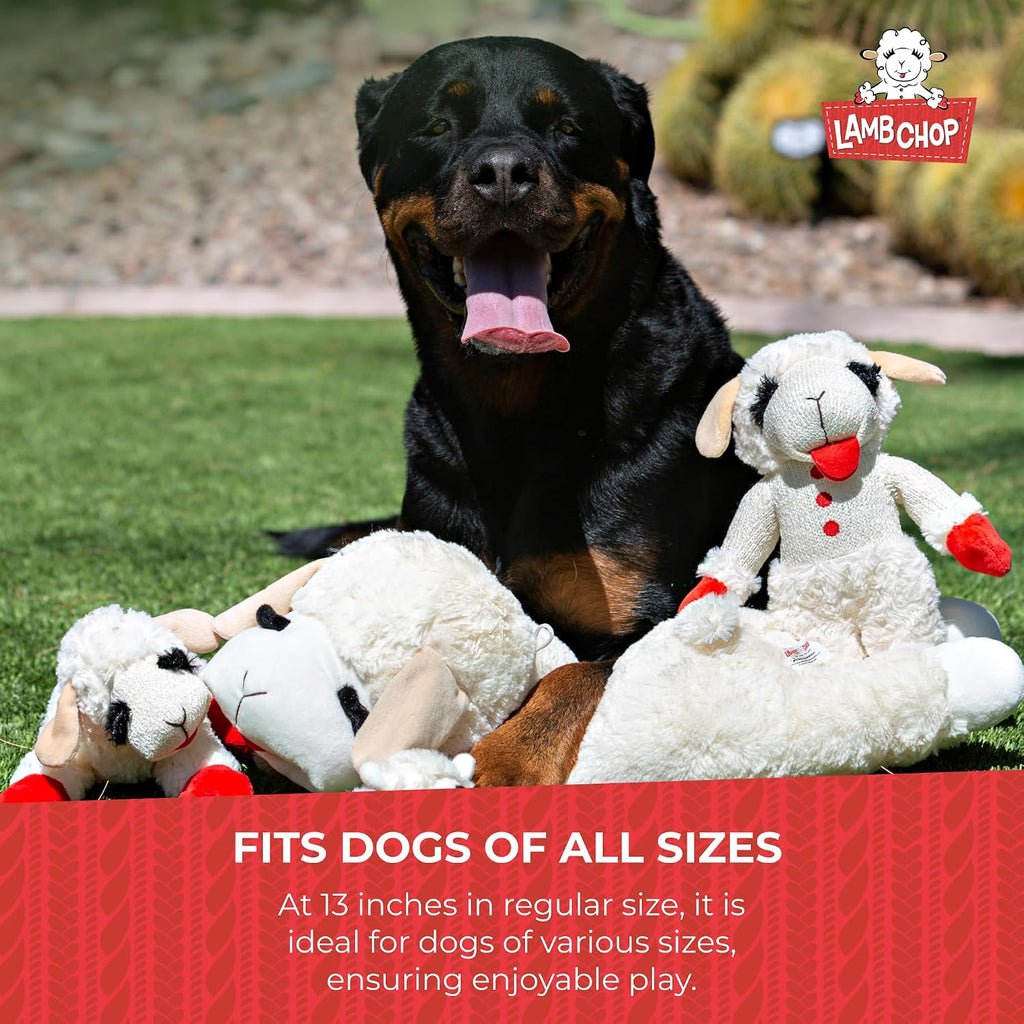 Multipet Lamb Chop Dog Plush Toy - Squeaky Toy for All Dogs - Extra Soft Plush - Stuffed Animal Dog Toy for Cuddling & Playing - Cute Pet Toy (6", Cream)