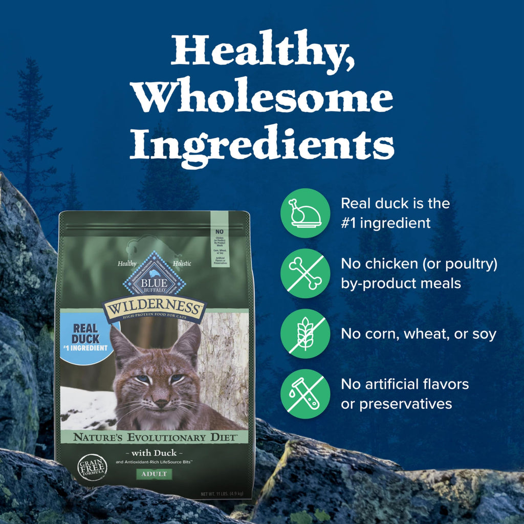 Blue Buffalo Wilderness Chicken Adult Dry Cat Food, Grain-Free, 12 lb