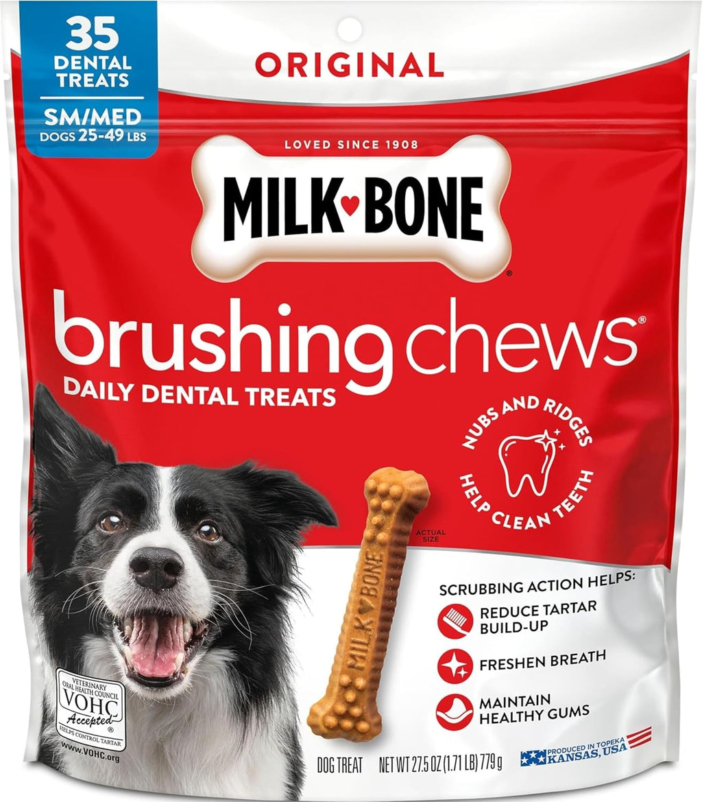 Milk-Bone Brushing Chews, Small/Medium, Original Flavor, 35 Dental Treats
