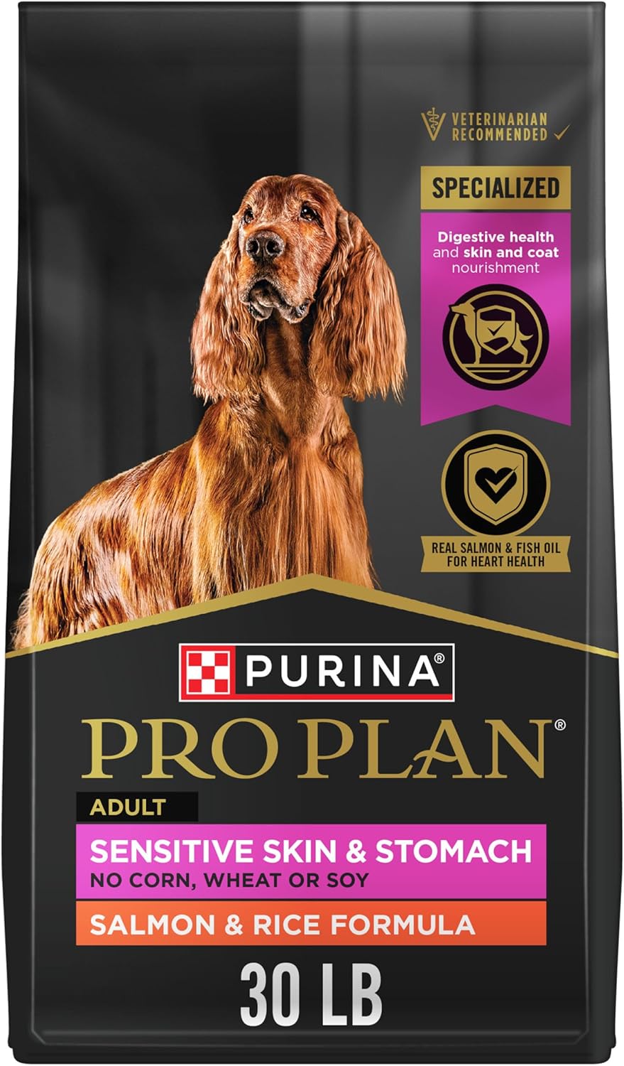 Purina Pro Plan Sensitive Skin & Stomach Dry Dog Food, Salmon, 30 lb Bag