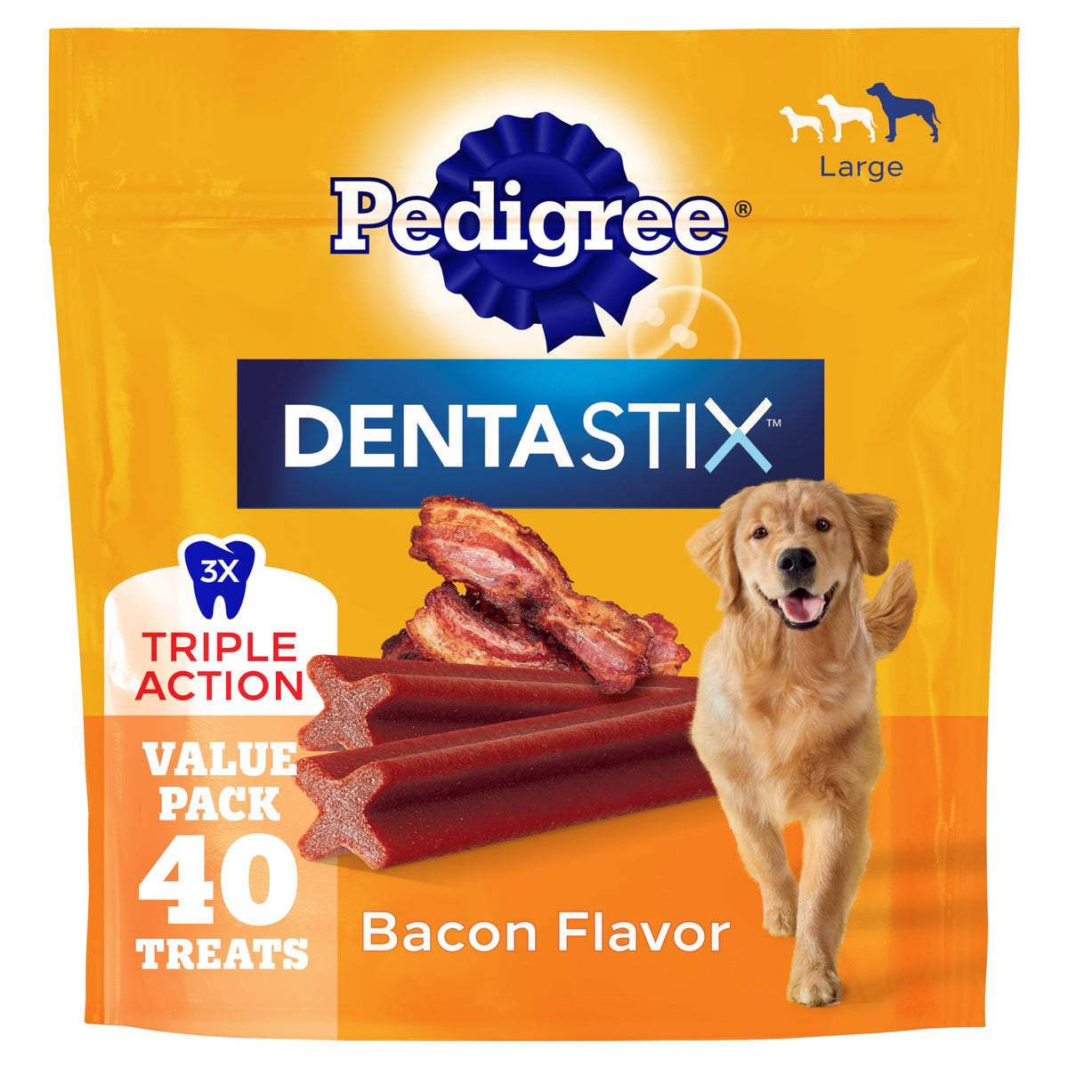 Pedigree Dentastix Large Breed Dental Dog Treats, Fresh, 36 Count