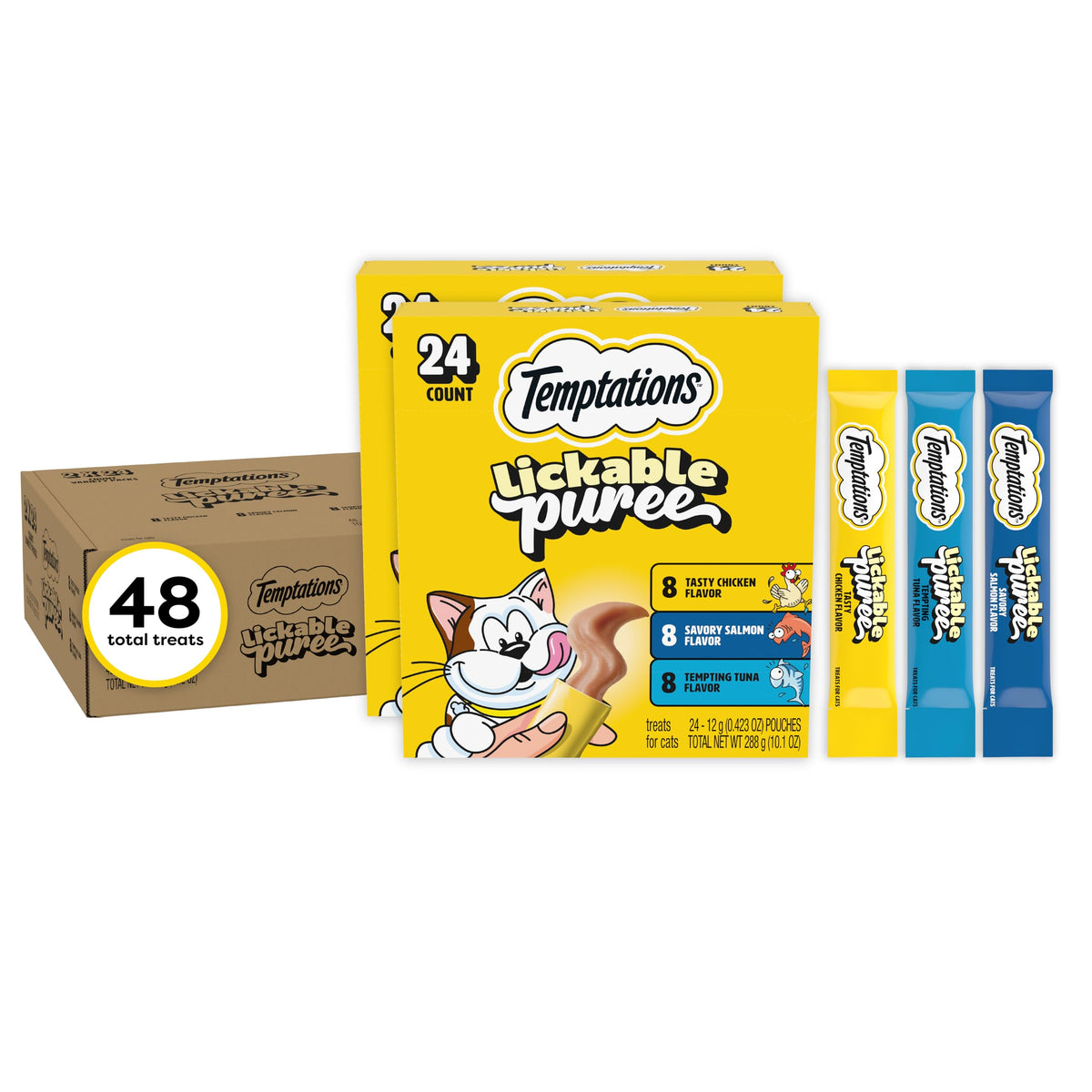 Temptations Creamy Puree Lickable Cat Treats, Beef Liver, 16 Count