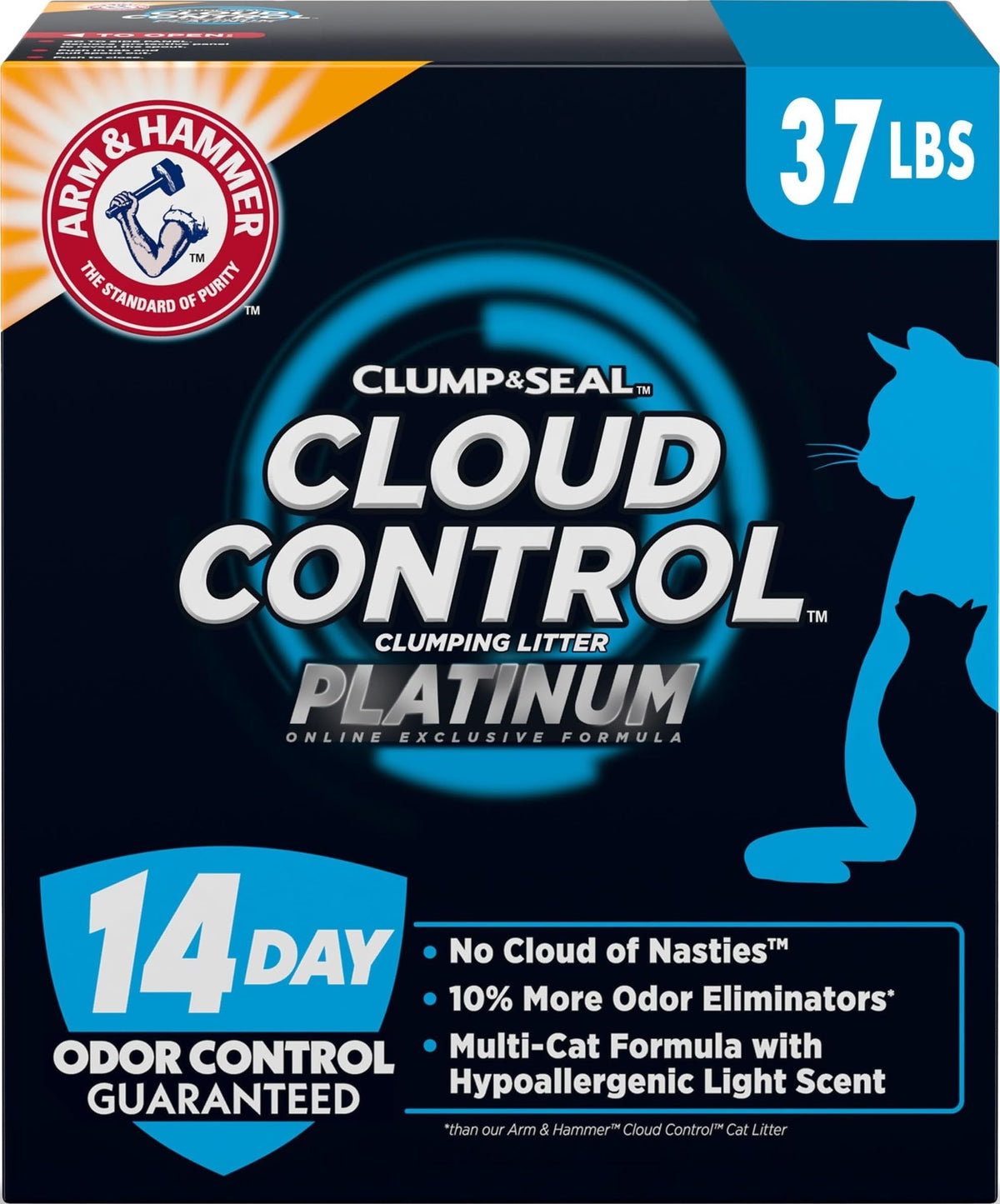 ARM & HAMMER Slide Platinum Easy Clean-Up Clumping Cat Litter, 37 Lbs