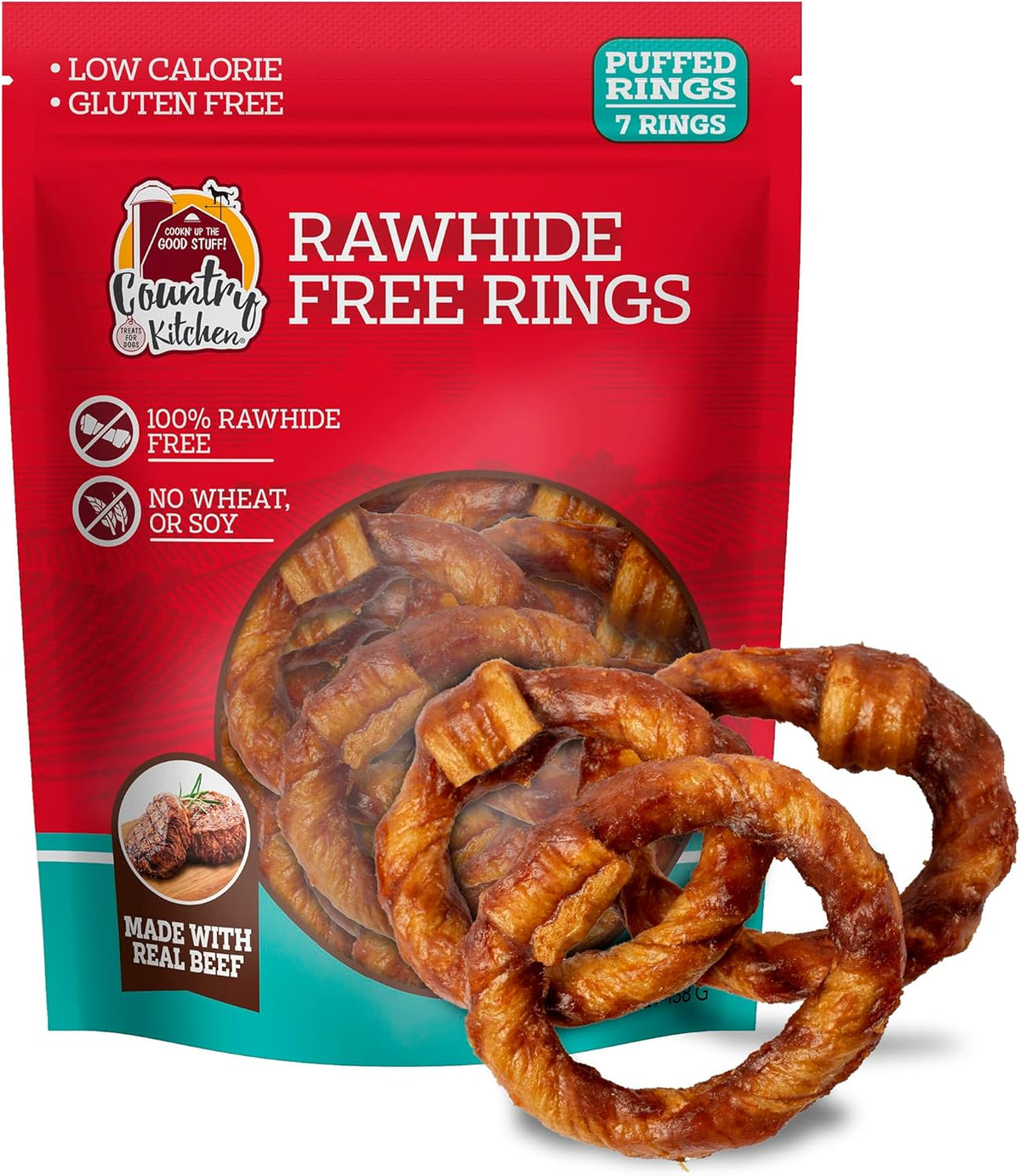 Country Kitchen Rawhide Free, Beef Twists Dog Chews, 9 Count (Pack of 12)