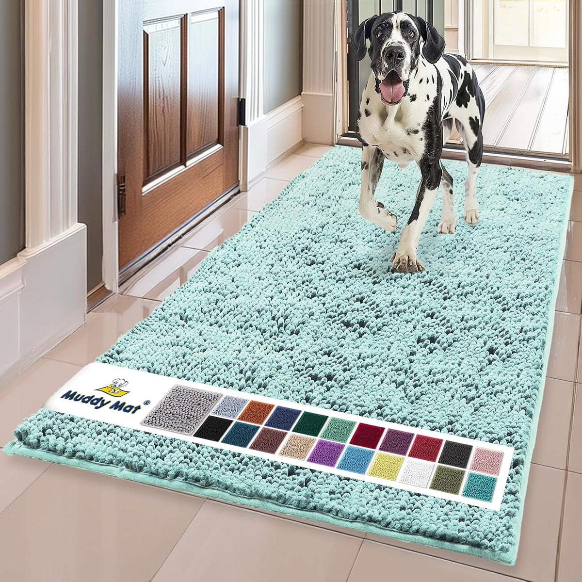 Muddy Mat® | Super Water Absorbent Door Mat Indoor, Microfiber Quick Dry Chenille Entryway Rug, Slip Resistant Front Door Mat, Indoor Mats for Entryway, Machine Washable Pet Rug, Grey 30"x19"