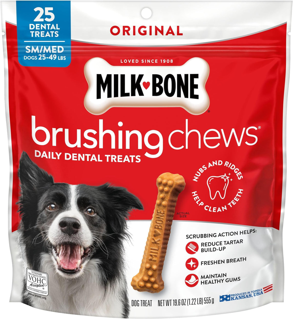 Milk-Bone Brushing Chews, Small/Medium, Original Flavor, 35 Dental Treats