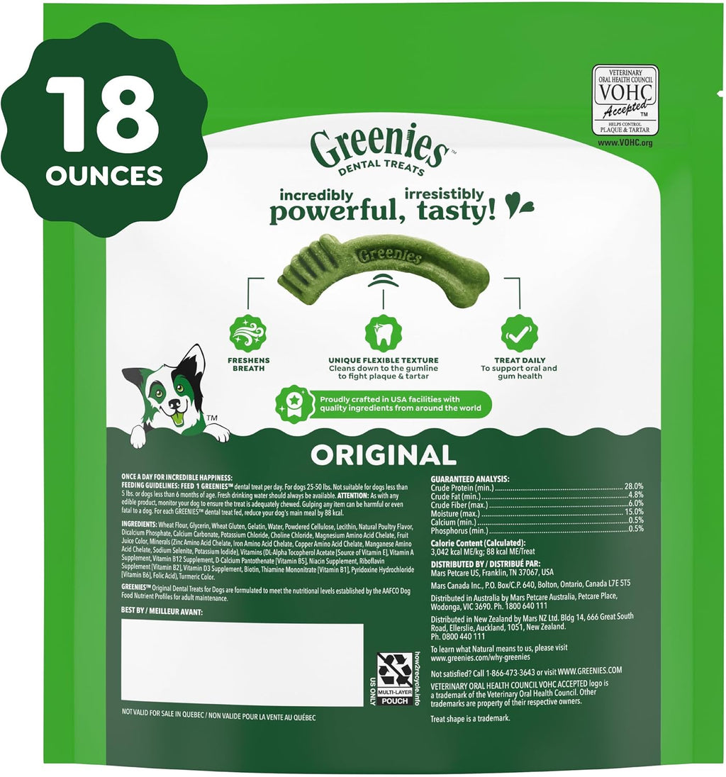 Greenies Regular Dental Dog Treats, Original Chicken Flavor, 36 Count