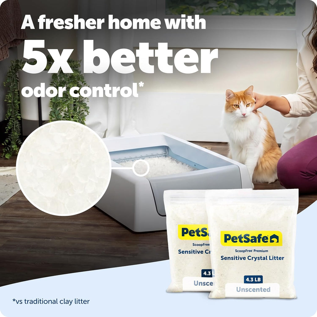 PetSafe ScoopFree Premium Crystal Litter, Lavender Scent, 4.3Lb Bag, 2 Pack