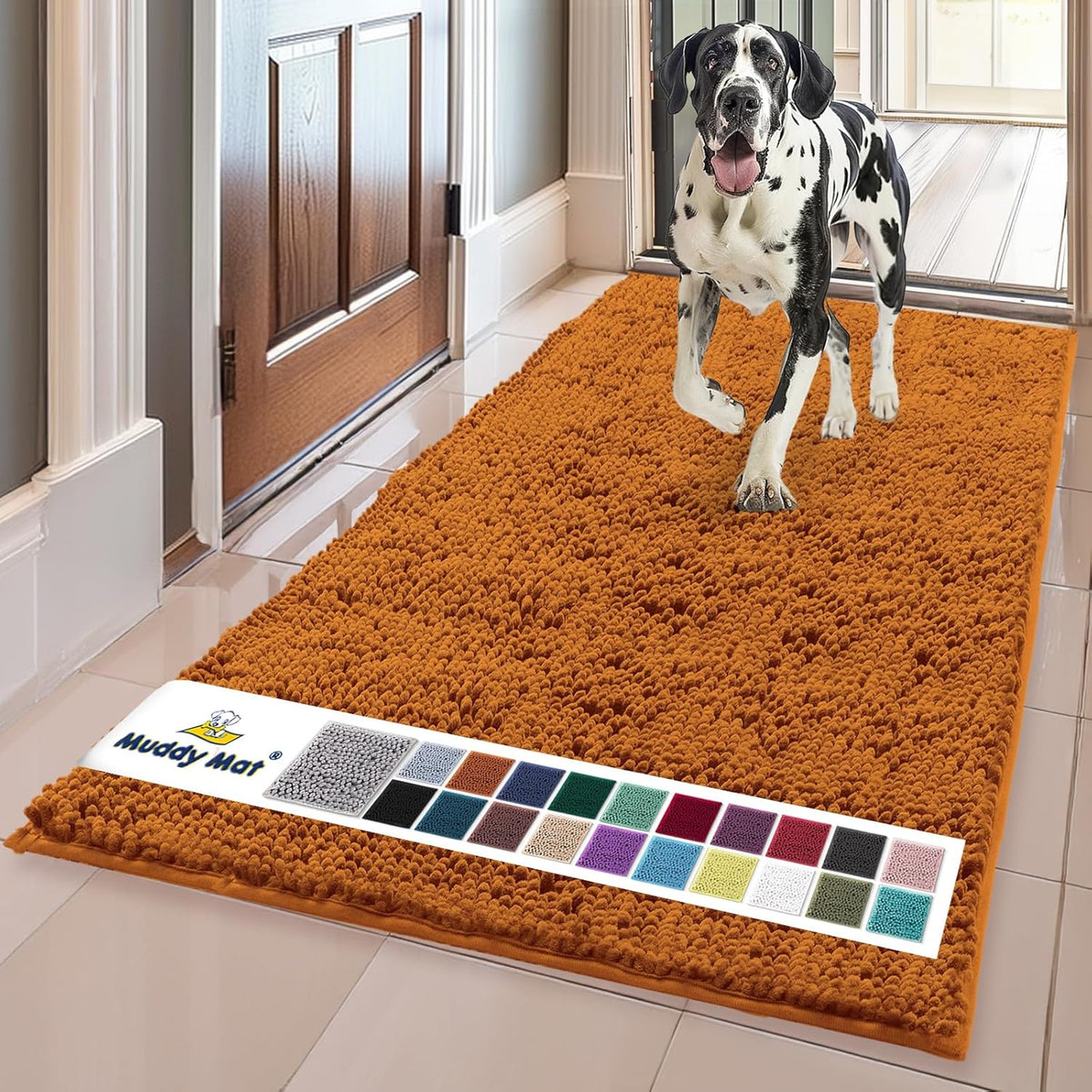 Muddy Mat® | Super Water Absorbent Door Mat Indoor, Microfiber Quick Dry Chenille Entryway Rug, Slip Resistant Front Door Mat, Indoor Mats for Entryway, Machine Washable Pet Rug, Grey 30"x19"