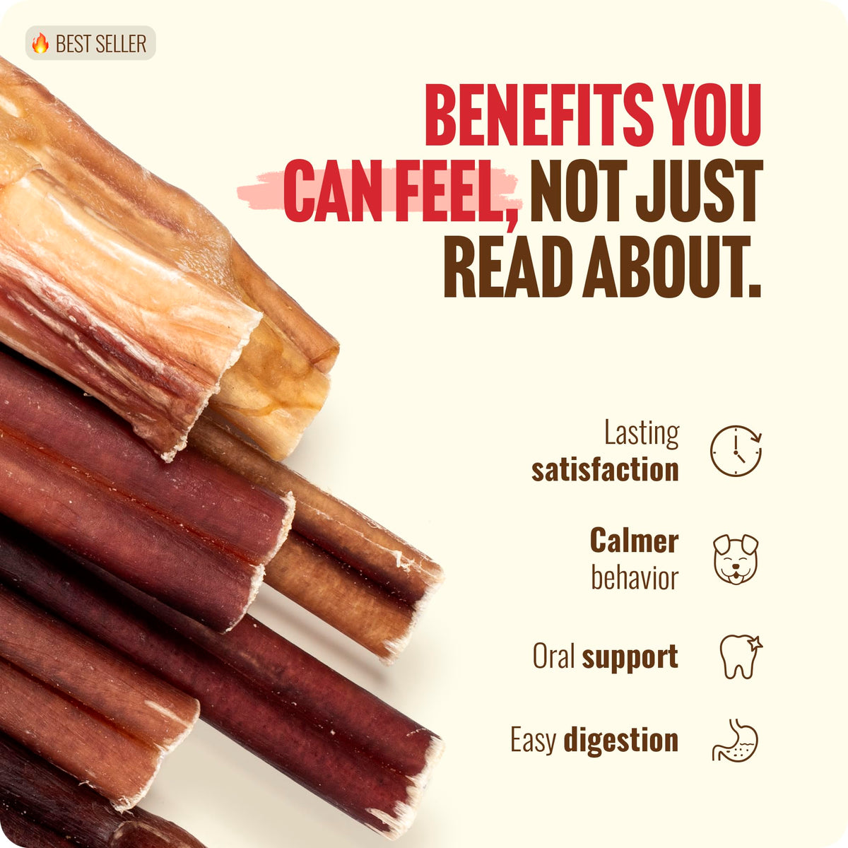 Natural Farm Odor-Free Bully Sticks (6 Inch, 25 count),1.3 lb. Bag, Fully Digestible 100% Beef Pizzle Chews,Grass-Fed, Non-GMO,Grain-Free, Natural Long-Lasting Chews for Small & Large Dogs. Pack of 25