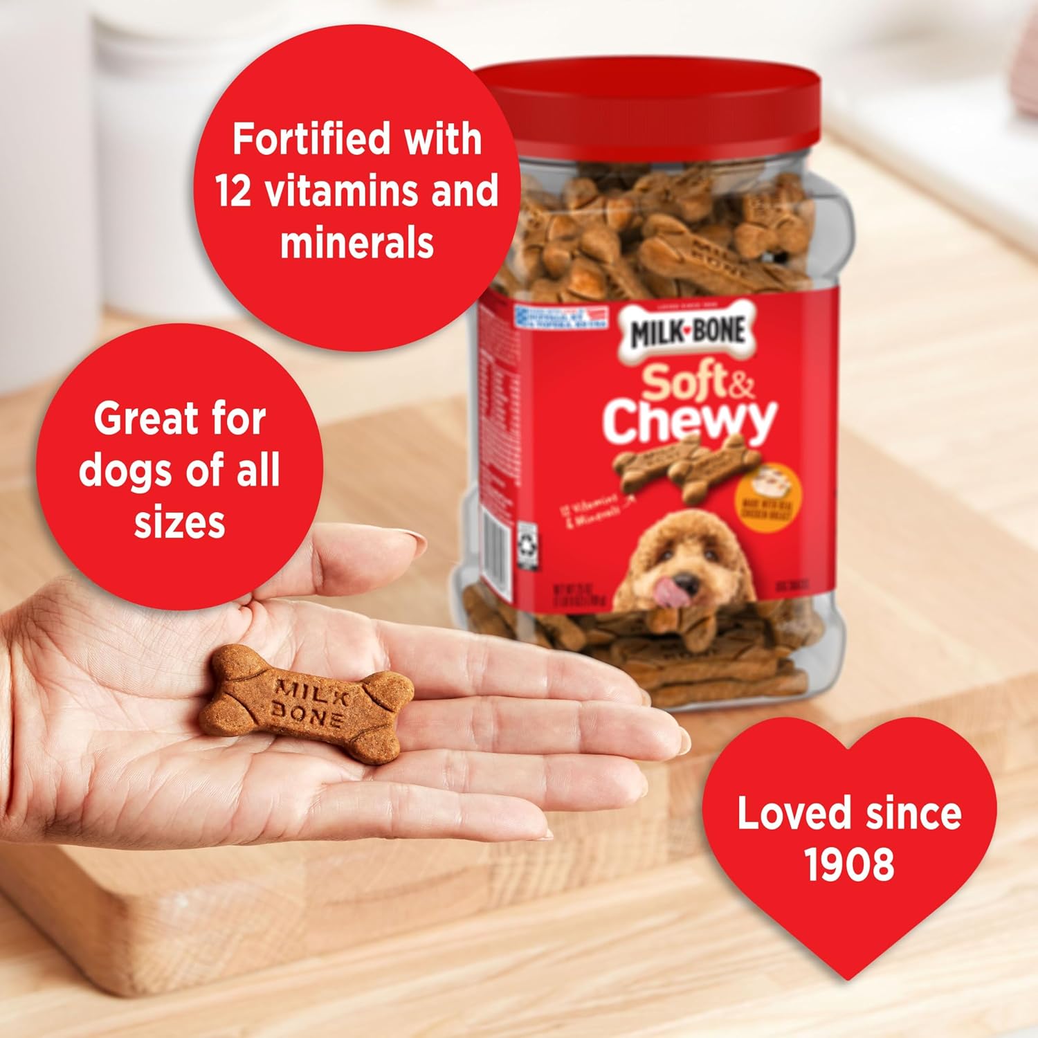 Milk-Bone Soft & Chewy Dog Treats, 25 Oz. Canister
