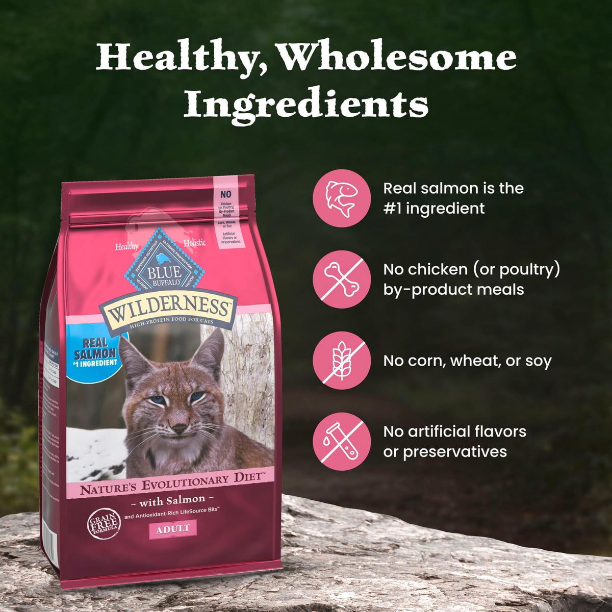 Blue Buffalo Wilderness Chicken Adult Dry Cat Food, Grain-Free, 12 lb