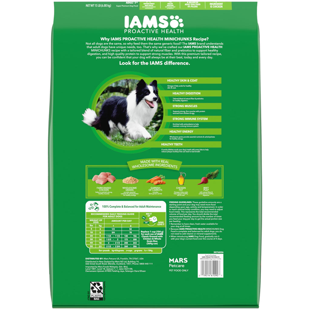 IAMS Proactive Health Adult Minichunks Dry Dog Food, Chicken, 40 lb