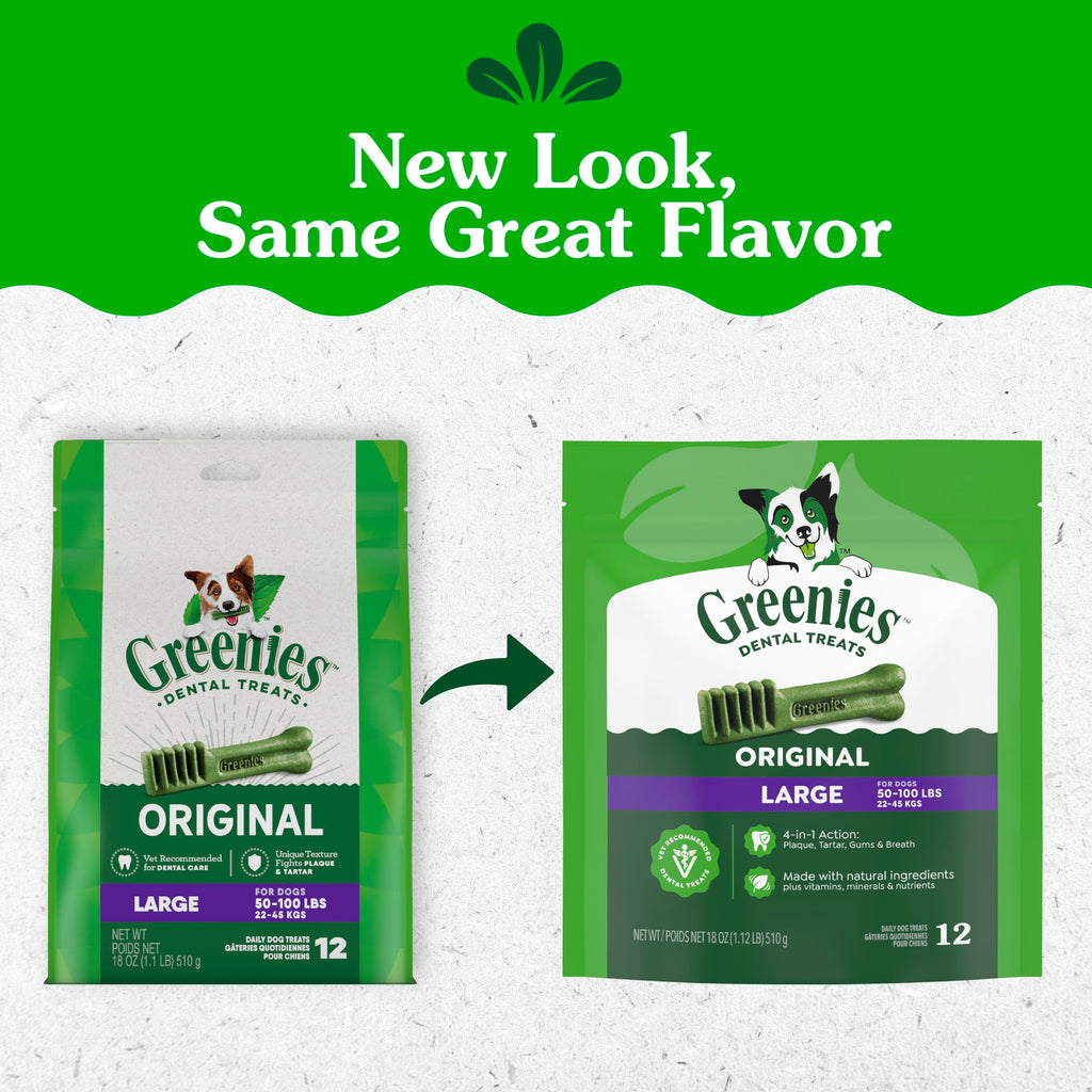 Greenies Large Natural Dental Dog Treats, Original Flavor, 17 Count