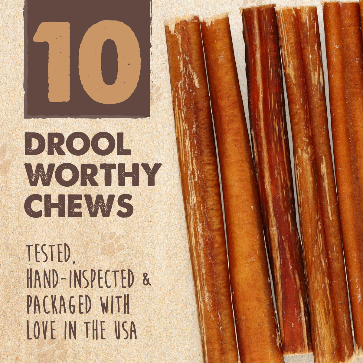 Mighty Paw 12" Bully Sticks for Dogs - Large, Medium and Small Breeds Chew