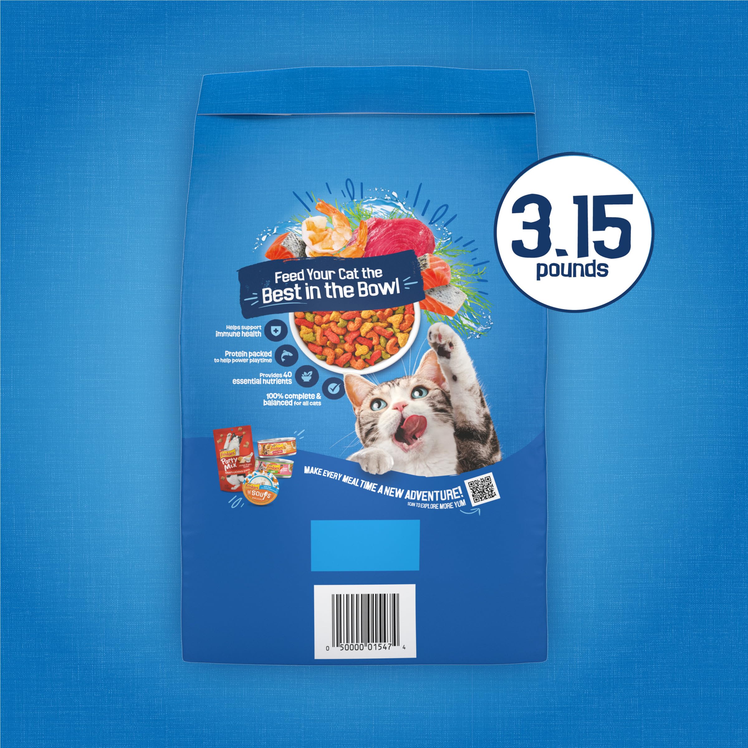 Purina Friskies Dry Cat Food Seafood Sensations With Salmon, Tuna, and Shrimp Flavors - 22 lb. Bag