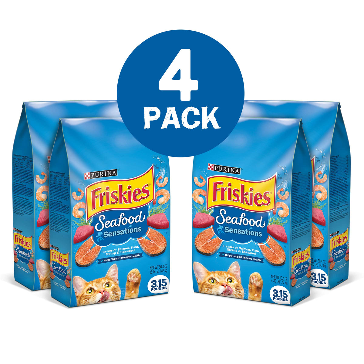 Purina Friskies Dry Cat Food Seafood Sensations With Salmon, Tuna, and Shrimp Flavors - 22 lb. Bag