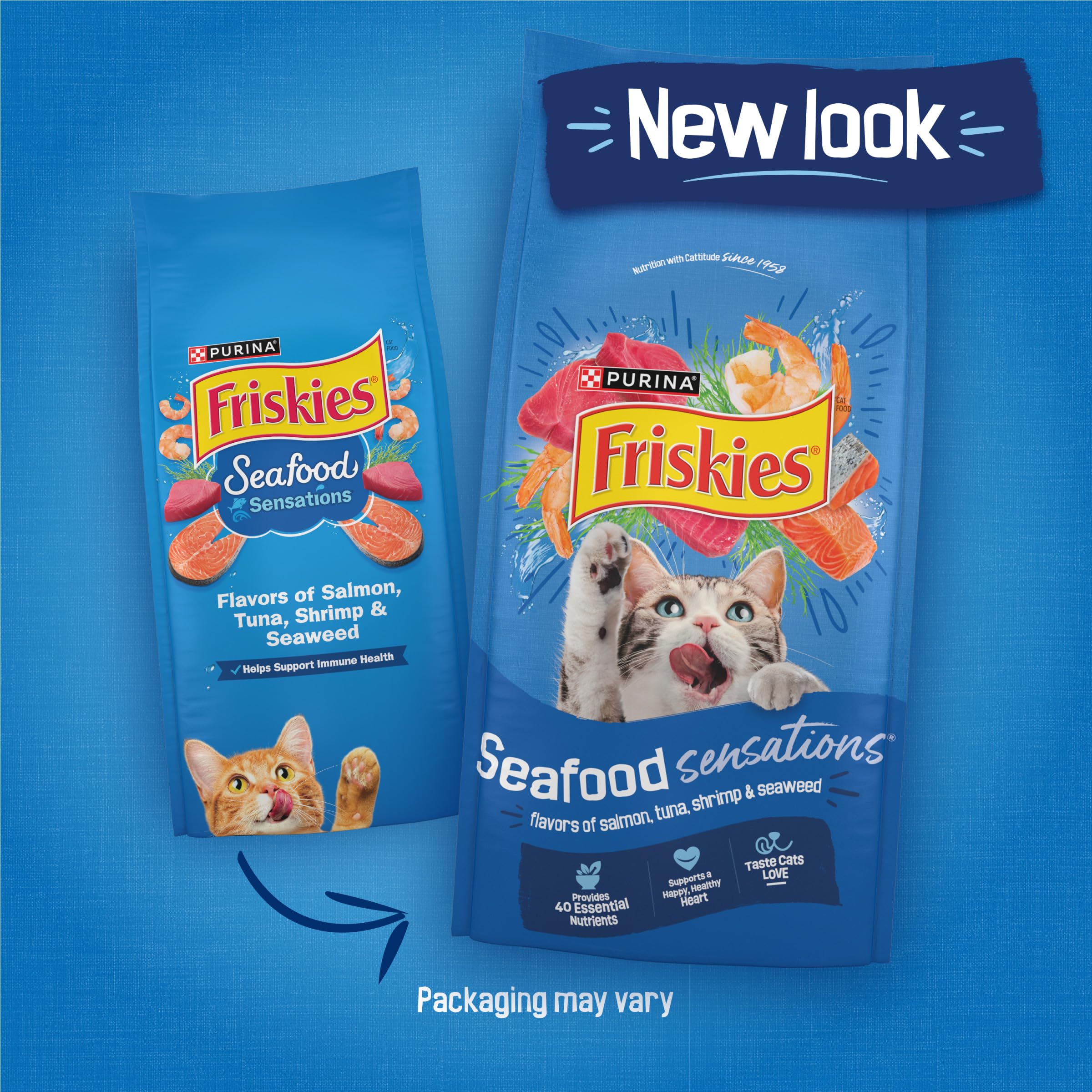 Purina Friskies Dry Cat Food Seafood Sensations With Salmon, Tuna, and Shrimp Flavors - 22 lb. Bag