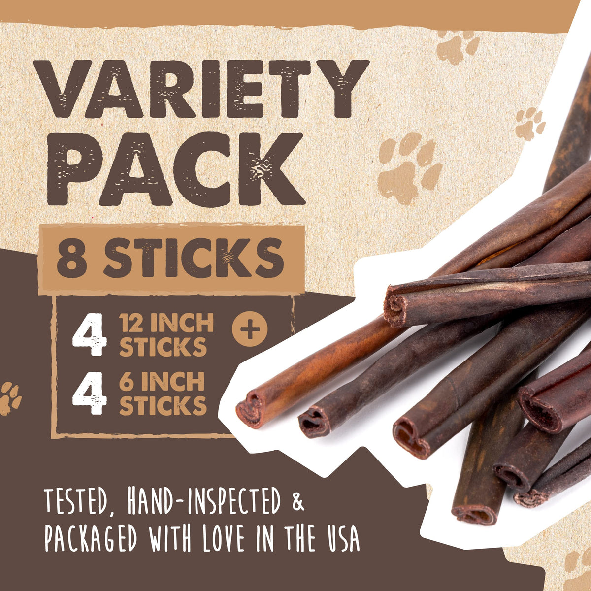 Mighty Paw 12" Bully Sticks for Dogs - Large, Medium and Small Breeds Chew
