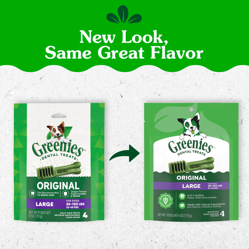Greenies Large Natural Dental Dog Treats, Original Flavor, 17 Count