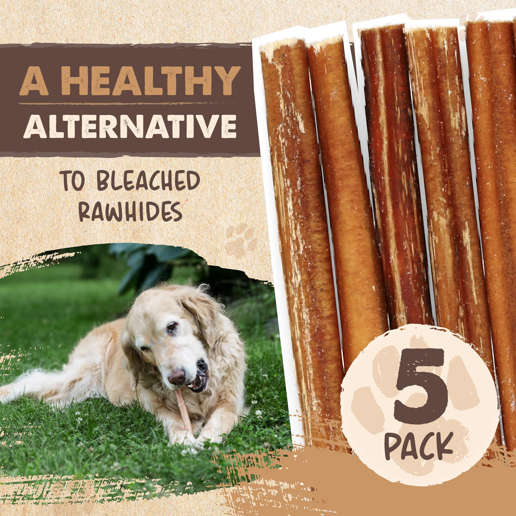 Mighty Paw 12" Bully Sticks for Dogs - Large, Medium and Small Breeds Chew