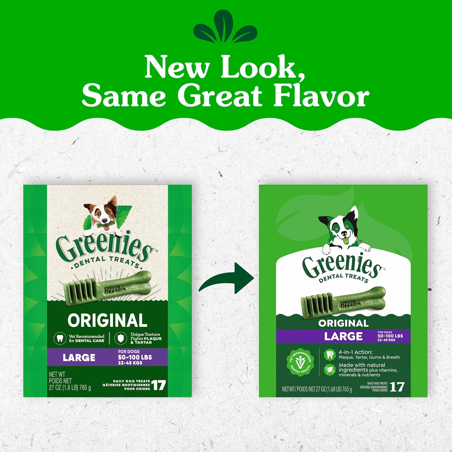 Greenies Large Natural Dental Dog Treats, Original Flavor, 17 Count