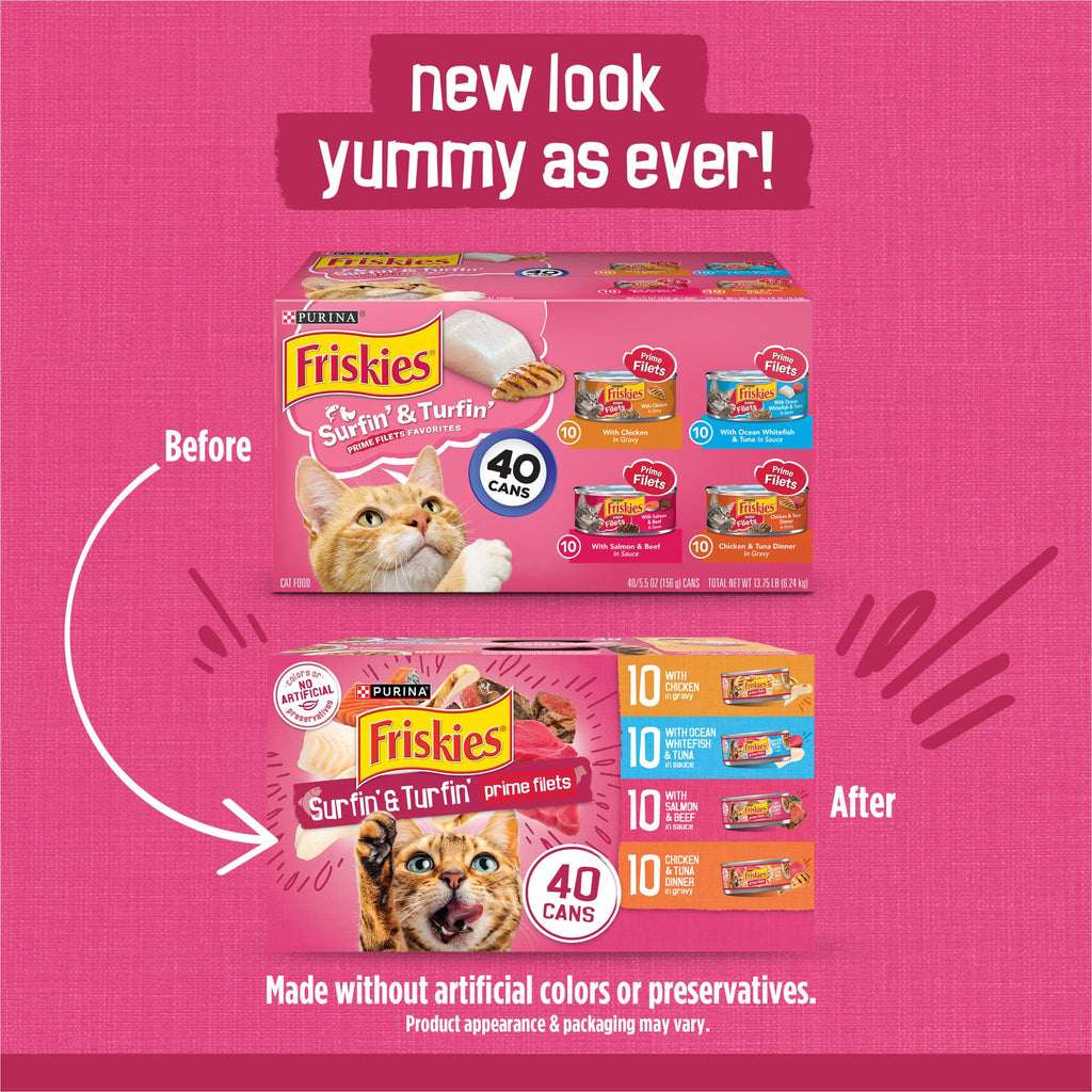 Purina Friskies Prime Filets Cat Food Variety Pack, 48 Ct Cans