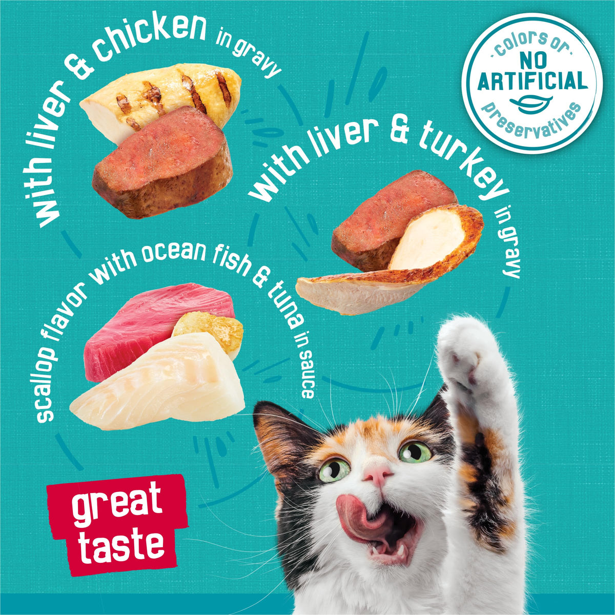 Friskies Purina Wet Cat Food Variety Pack, Tasty Treasures Prime Filets (with Ocean Fish and Tuna, with Chicken and with_Turkey) - 5.5 Ounce (Pack of 24)