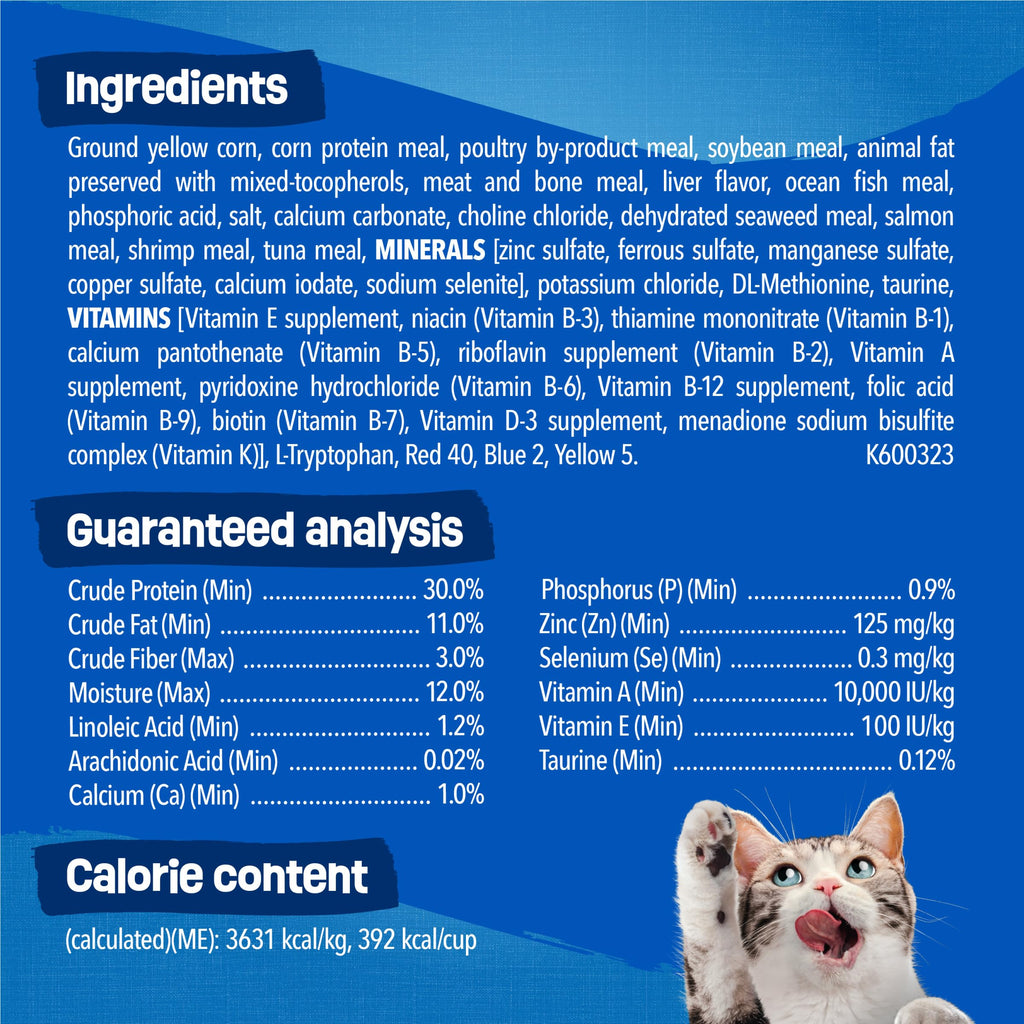 Purina Friskies Dry Cat Food Seafood Sensations With Salmon, Tuna, and Shrimp Flavors - 22 lb. Bag