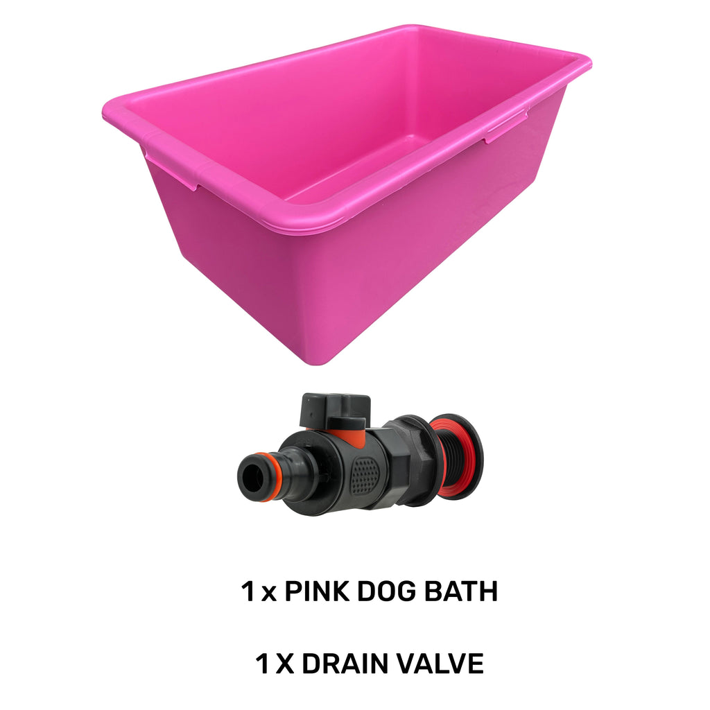 Pink Dog Bath with Drain Valve (Black) BSP Thread Fitting DIY Workshop Accessory