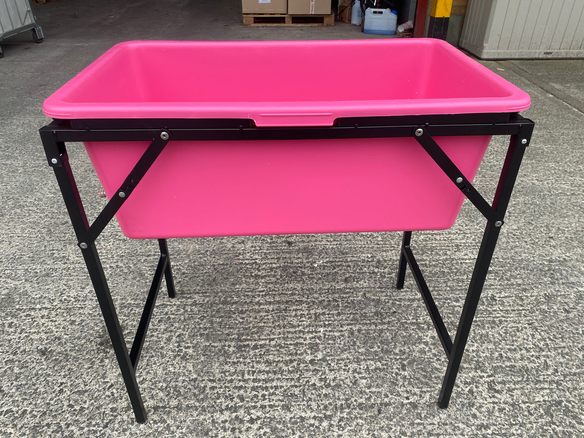 Pink Dog Bath with Drain Valve (WL) and Stand BSP Thread Fitting Water Connector