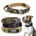 Dog Tag Nylon Tactical Collar With Handle Training Personalized