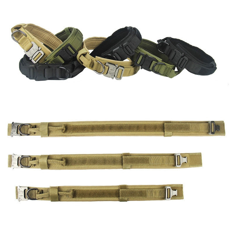 Dog Tag Nylon Tactical Collar With Handle Training Personalized