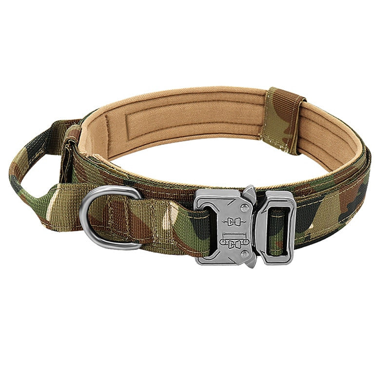 Dog Tag Nylon Tactical Collar With Handle Training Personalized