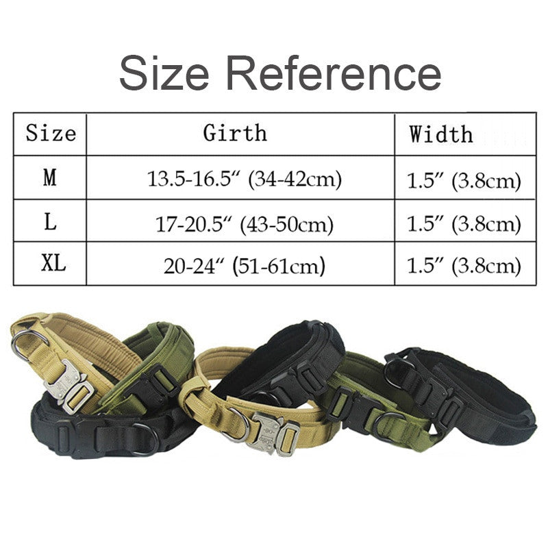 Dog Tag Nylon Tactical Collar With Handle Training Personalized