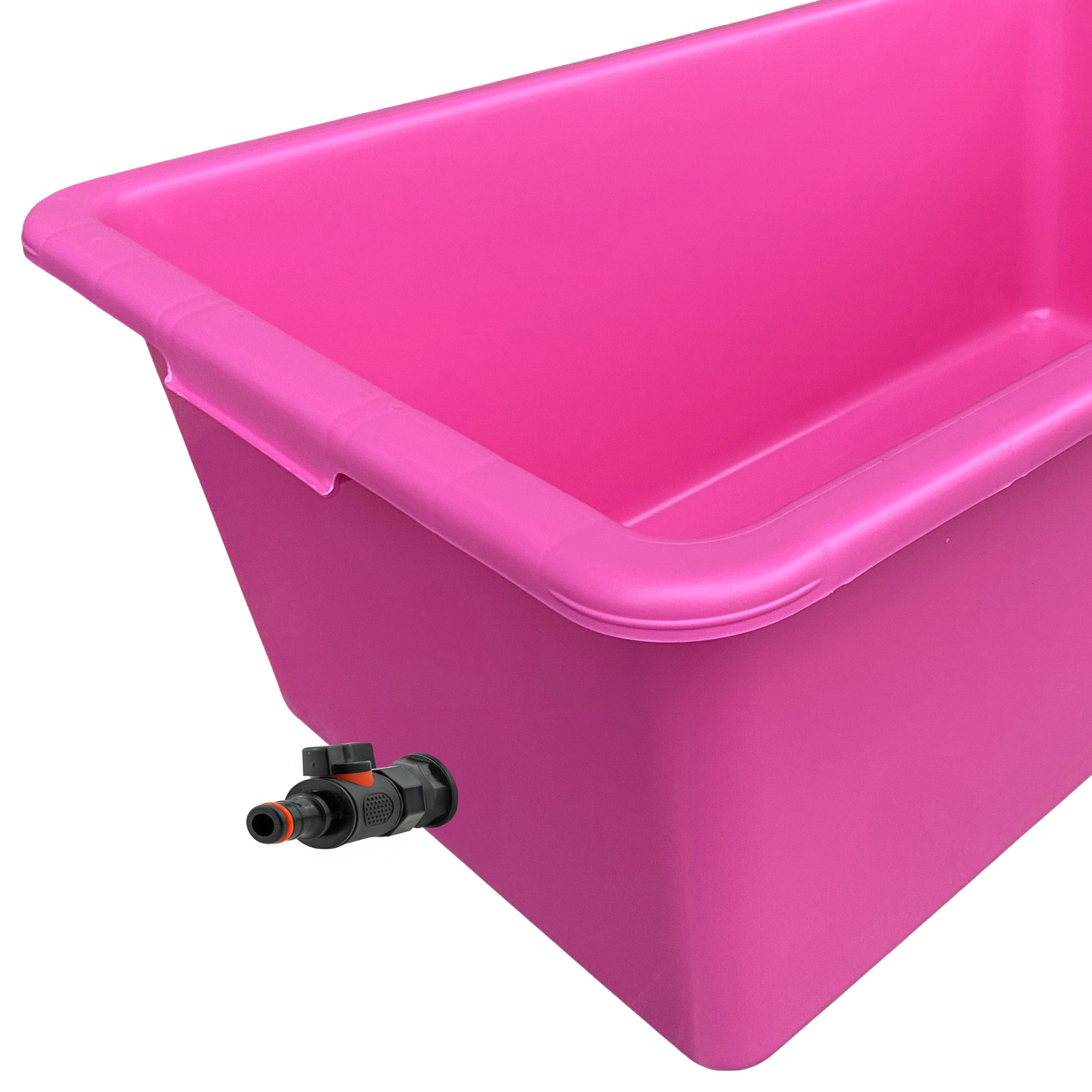 Pink Dog Bath with Drain Valve (Black) BSP Thread Fitting DIY Workshop Accessory